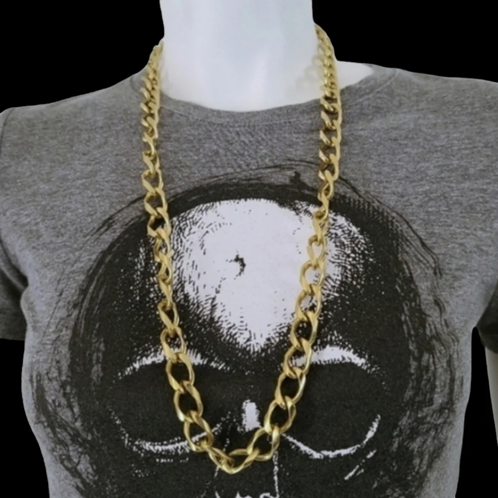 VINTAGE Y2K Cuban Link Chain 30” Gold Plated Hip Hop Chunky Necklace 90s - Picture 6 of 13
